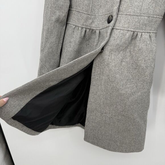 H&M Grey Wool Blend Button Front Peacoat Jacket Coat Size US 4 Preppy - Picture 8 of 11